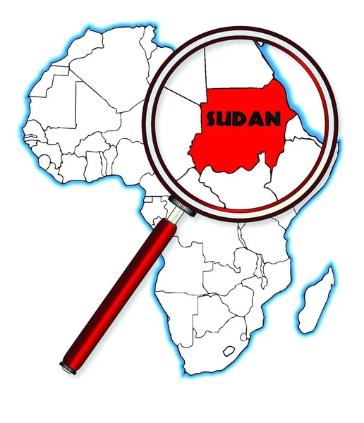 Sudan Beyaz Bir Arkaplan Üzerinden Afrika Haritasına Girdi — Stok Vektör