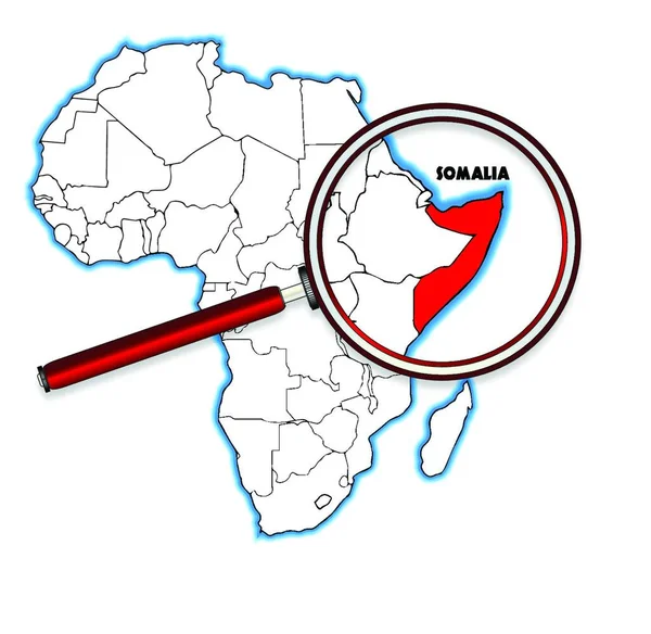 ソマリアの概要は 白い背景にアフリカの地図に組み込まれています — ストックベクタ
