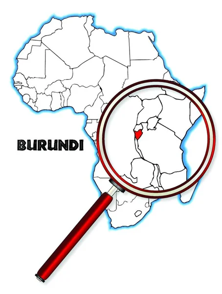 Burundi Contour Encastré Dans Une Carte Afrique Sur Fond Blanc — Image vectorielle