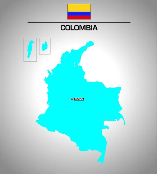 Eenvoudige Vector Overzicht Kaart Van Colombia Met Vlag — Stockvector