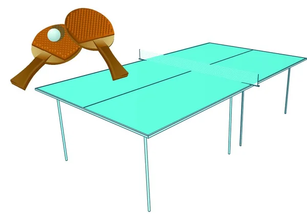 Tennis Table Raquette Balle Isolées Sur Blanc — Image vectorielle