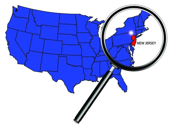 Esquema Del Estado Nueva Jersey Mapa Los Estados Unidos América — Vector de stock