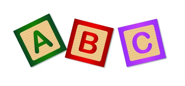 Holzblöcke Mit Den Buchstaben Abc Auf Weißem Hintergrund — Stockvektor
