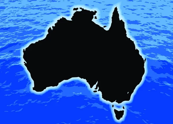 Абстрактне Зображення Морських Хвиль Австралійським Силуетом — стоковий вектор