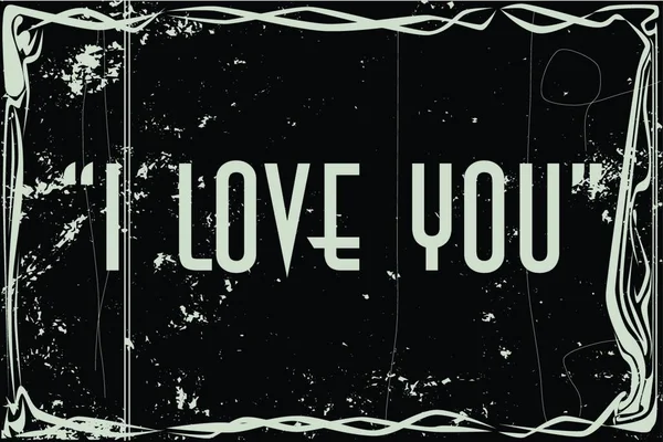 Heavy Grunge Silent Film Frame Text Love You — Stockový vektor
