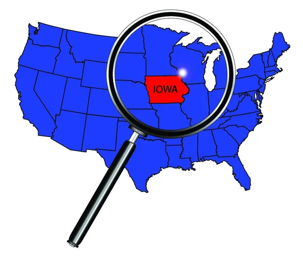 Stato Dell Iowa Delineato Una Mappa Degli Stati Uniti America — Vettoriale Stock