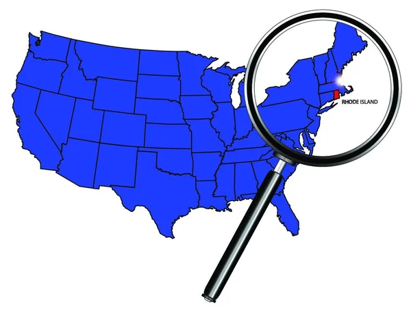 Rhode Island State Schema Inserito Una Mappa Degli Stati Uniti — Vettoriale Stock