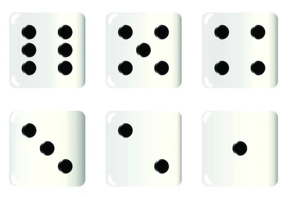 Six Faces Ivory White Dice — Stock Vector