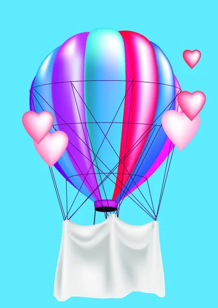Ballon Und Herzen Gegen Den Blauen Himmel — Stockvektor