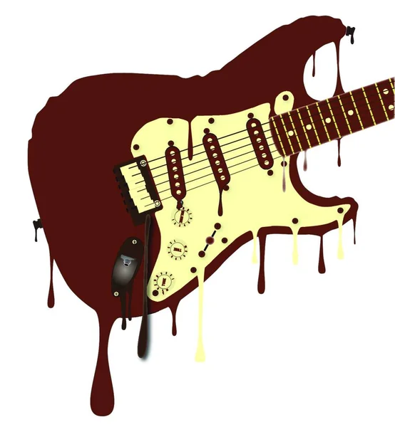 Une Guitare Rock Chocolat Qui Fond — Image vectorielle
