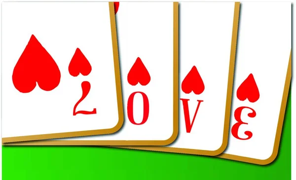 Playing Card Dummy Hand Making Word Love — Stock Vector