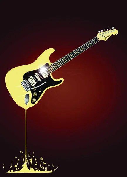 Rock Guitar Melting Musical Notes Spashing Base — Stock Vector