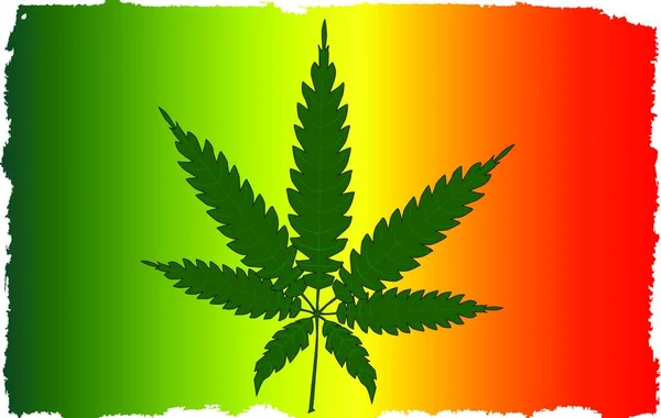 Liść Marihuany Flaga Białym Efektem Granicznym Grunge — Wektor stockowy