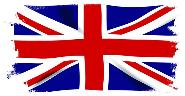 Britse Union Flag Union Jack Met Witte Grunge Grens — Stockvector