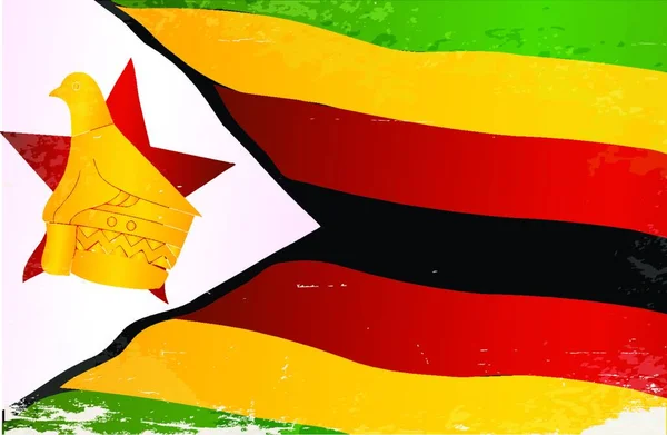 Bandiera Del Paese Africano Zimbabwe — Vettoriale Stock