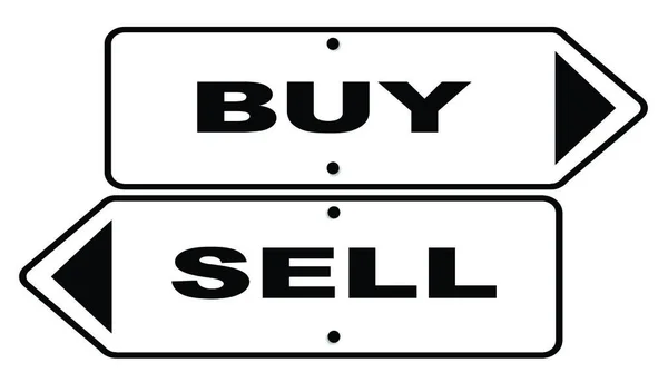Two Signs Text Buy Sell White — Stock Vector