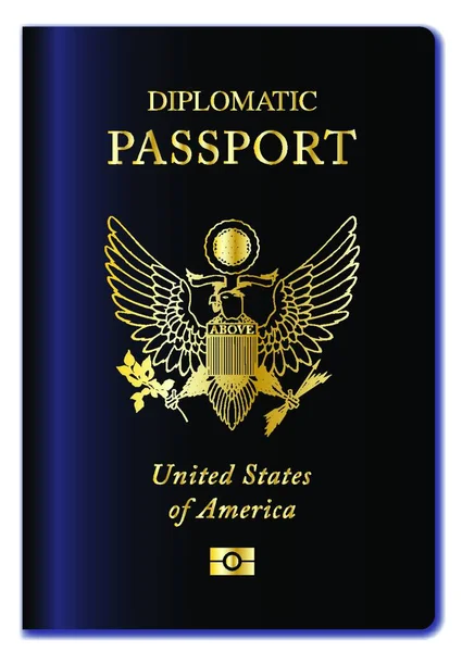 Förenta Staterna Diplomatiskt Pass Över Vit Bakgrund — Stock vektor