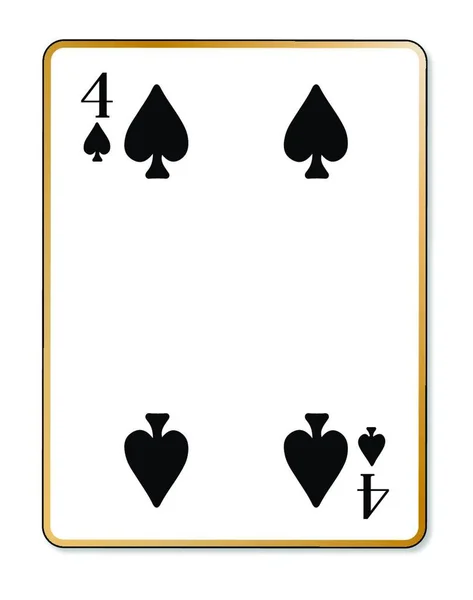 Carte Jouer Quatre Pique Sur Fond Blanc — Image vectorielle