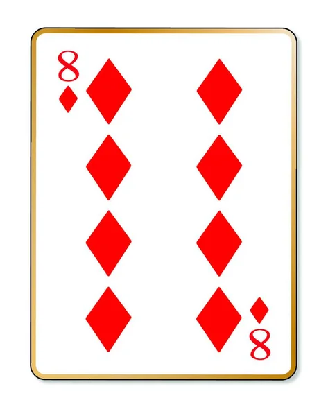 Die Spielkarte Mit Der Karo Acht Auf Weißem Hintergrund — Stockvektor