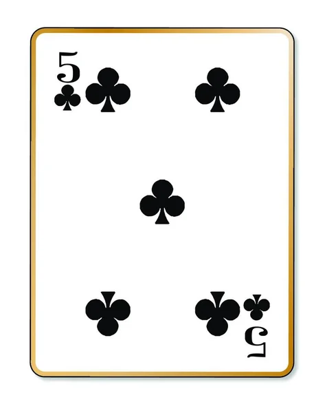 Ігрова Картка Ять Клубів Білому Тлі — стоковий вектор