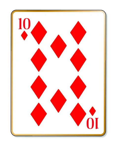 Die Spielkarte Mit Der Karo Zehn Auf Weißem Hintergrund — Stockvektor