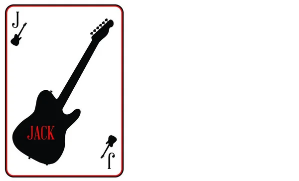 Гитара Используемая Мотив Джека Игральной Карте — стоковый вектор