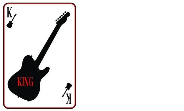 Uma Guitarra Usada Como Motivo Rei Uma Carta Baralho — Vetor de Stock