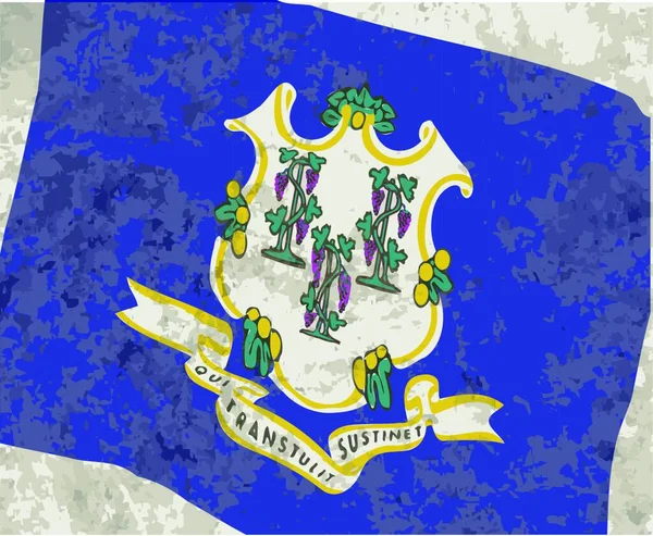 Vlajka Státu Usa Connecticut Grunge Efektem — Stockový vektor