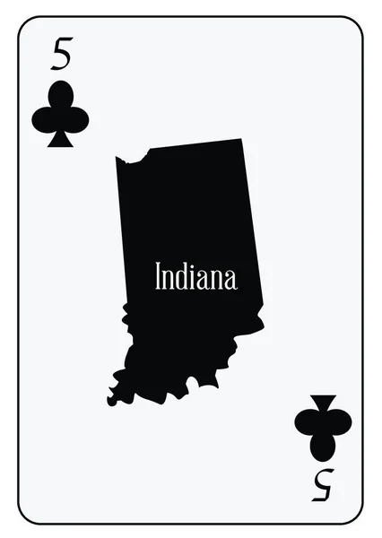 Mapa Esquemático Indiana Utilizado Como Motivo Clubs Una Carta Juego — Vector de stock