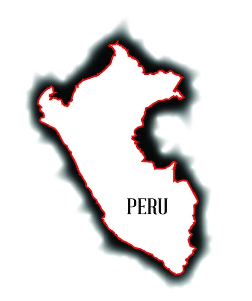 Mapa Linha Fundo País Sul Americano Peru —  Vetores de Stock