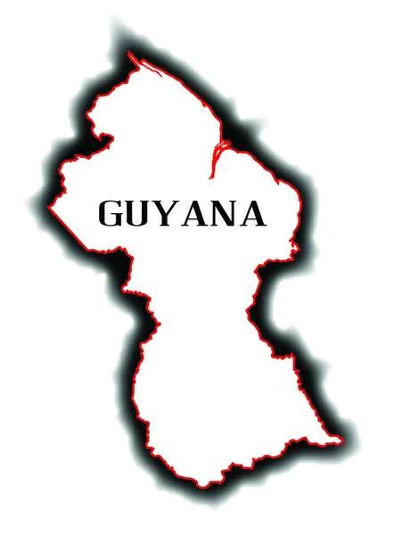 Mapa Branco Esboço País Sul Americano Guiana —  Vetores de Stock