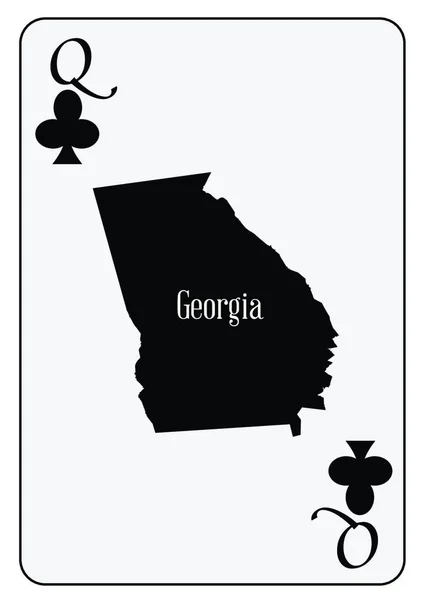 Mapa Georgia Utilizado Como Motivo Reina Los Clubes Una Carta — Vector de stock