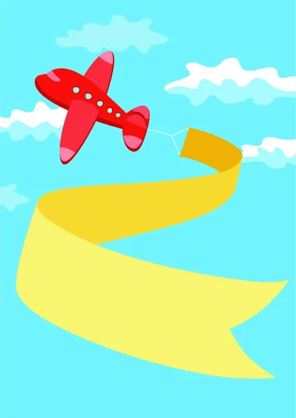 Retro Samolot Banner Ilustracja Wektorowa — Wektor stockowy