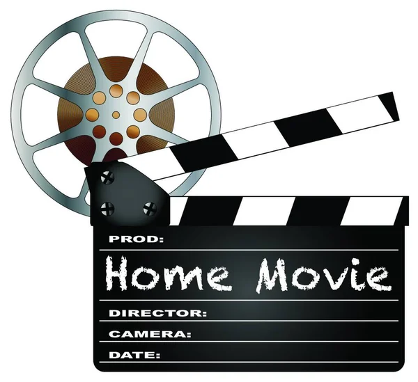 Типичный Клапперборд Фильма Легендой Home Movie Изолирован Белом Кинокатушкой — стоковый вектор