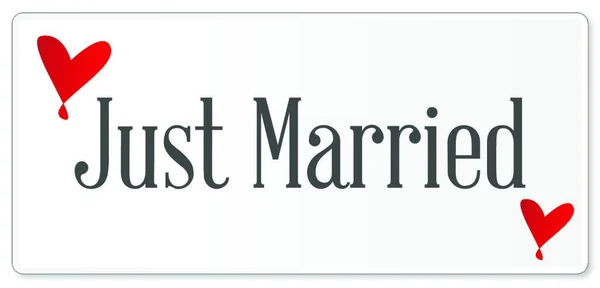 Eine Frisch Verheiratete Gedenktafel Weiß Vor Weißem Hintergrund Mit Liebes — Stockvektor