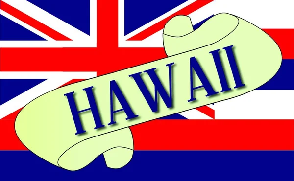 Üzerinde Eyalet Bayrağı Olan Hawaii Yazısı Olan Bir Parşömen — Stok Vektör