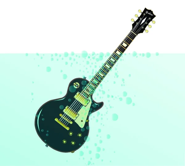 Végleges Rock Roll Gitár Fekete Elsüllyed Buborékok — Stock Vector