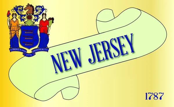 Pergamino Con Texto Nueva Jersey Con Bandera Del Detalle Del — Archivo Imágenes Vectoriales