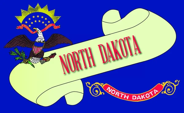 Ένας Πάπυρος Κείμενο Βόρεια Ντακότα Σημαία Της Πολιτείας Λεπτομέρεια — Διανυσματικό Αρχείο
