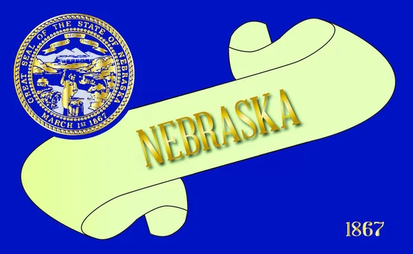 Egy Tekercs Szöveg Nebraska Zászló Állam Részletesen — Stock Vector