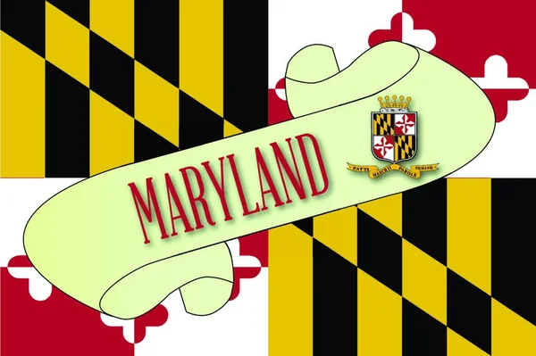Rouleau Avec Texte Maryland Avec Drapeau État Détail — Image vectorielle