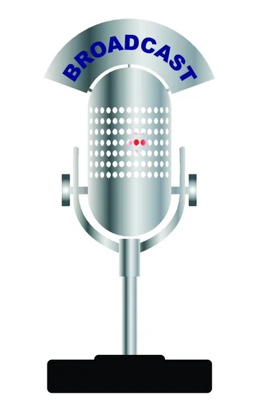 Vecchio Microfono Broadcast Con Indicazione Che Valvola Sta Riscaldando Uno — Vettoriale Stock