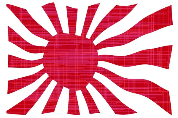 Die Aufgehende Sonne Japanische Flagge Rot Und Weiß Mit Grunge — Stockvektor