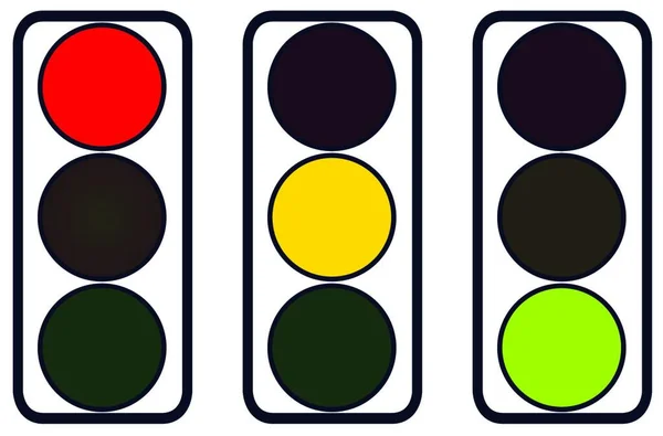 Una Serie Semafori Rosso Ambra Verde Bianco — Vettoriale Stock