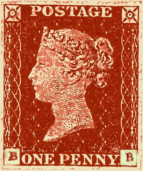 Timbre Poste Typiquement Britannique Cent Rouge Victorieux — Image vectorielle