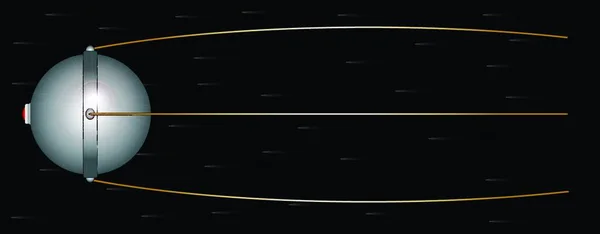 1950年代に打ち上げられたスプートニク衛星は 黒の高速運動星のフィールドに対して — ストックベクタ