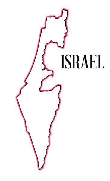 Una Mappa Schematica Israele Rosso Nero — Vettoriale Stock