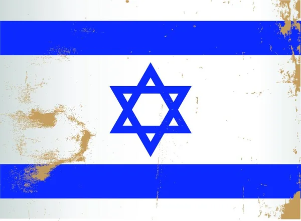 Izrael Zászlója Kék Fehérben Dávid Csillagával Grunge Effektussal — Stock Vector