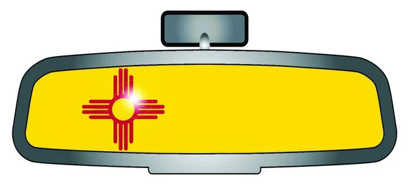 Зеркало Заднего Вида Отражением Флага Нью Мексико — стоковый вектор