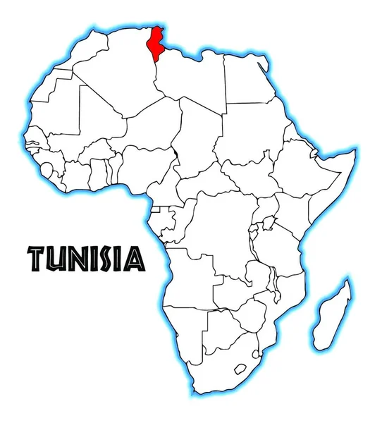 チュニジアは白い背景を持つアフリカの地図に組み込まれています — ストックベクタ